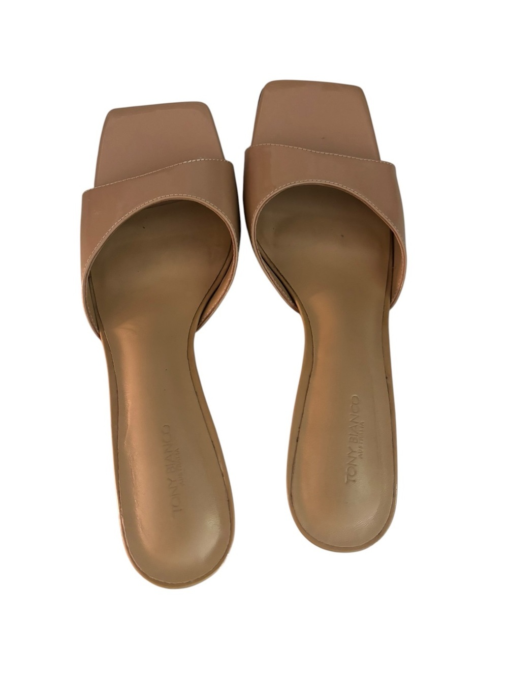 Tony Bianco Nude Patent Slide Mule Heel - Picture 2 of 8